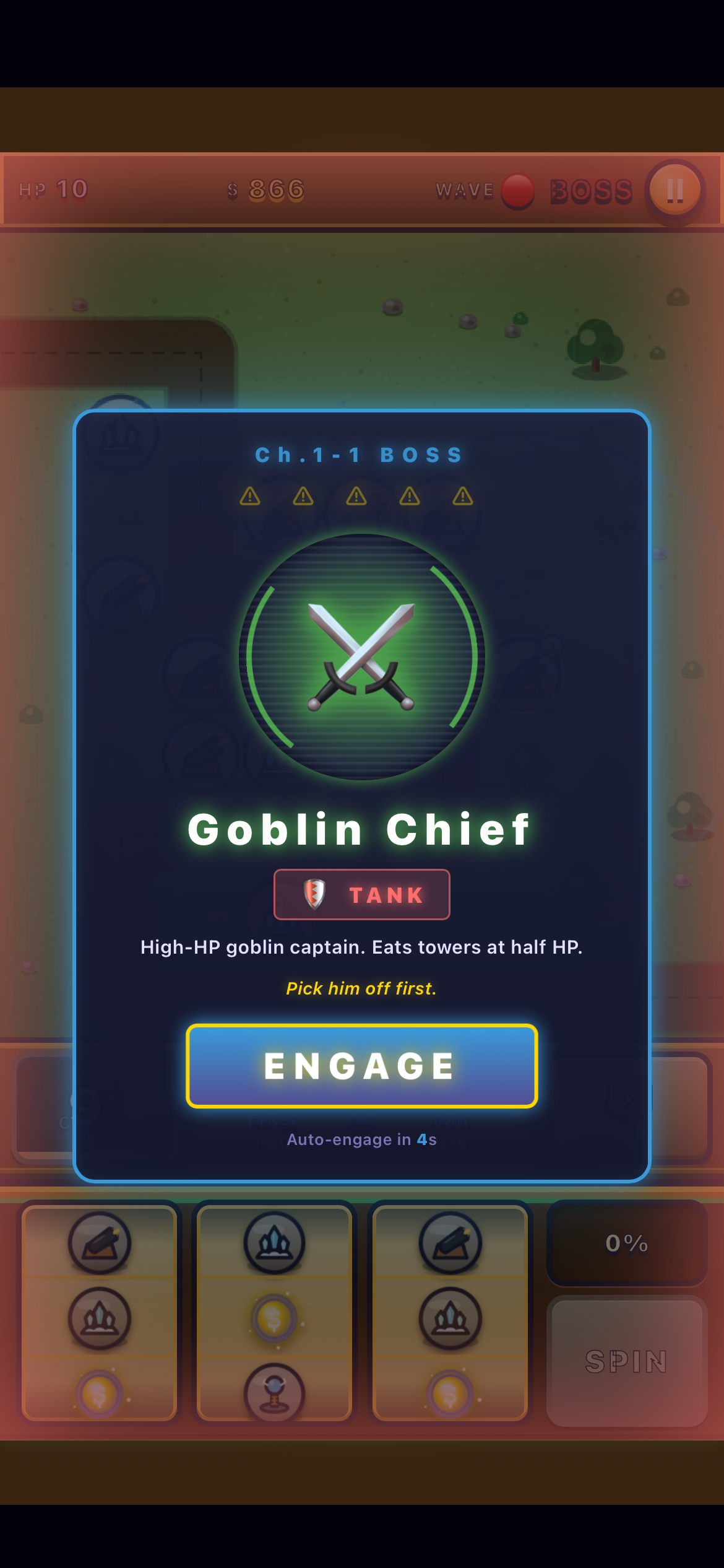 Goblin Chief boss encounter screen